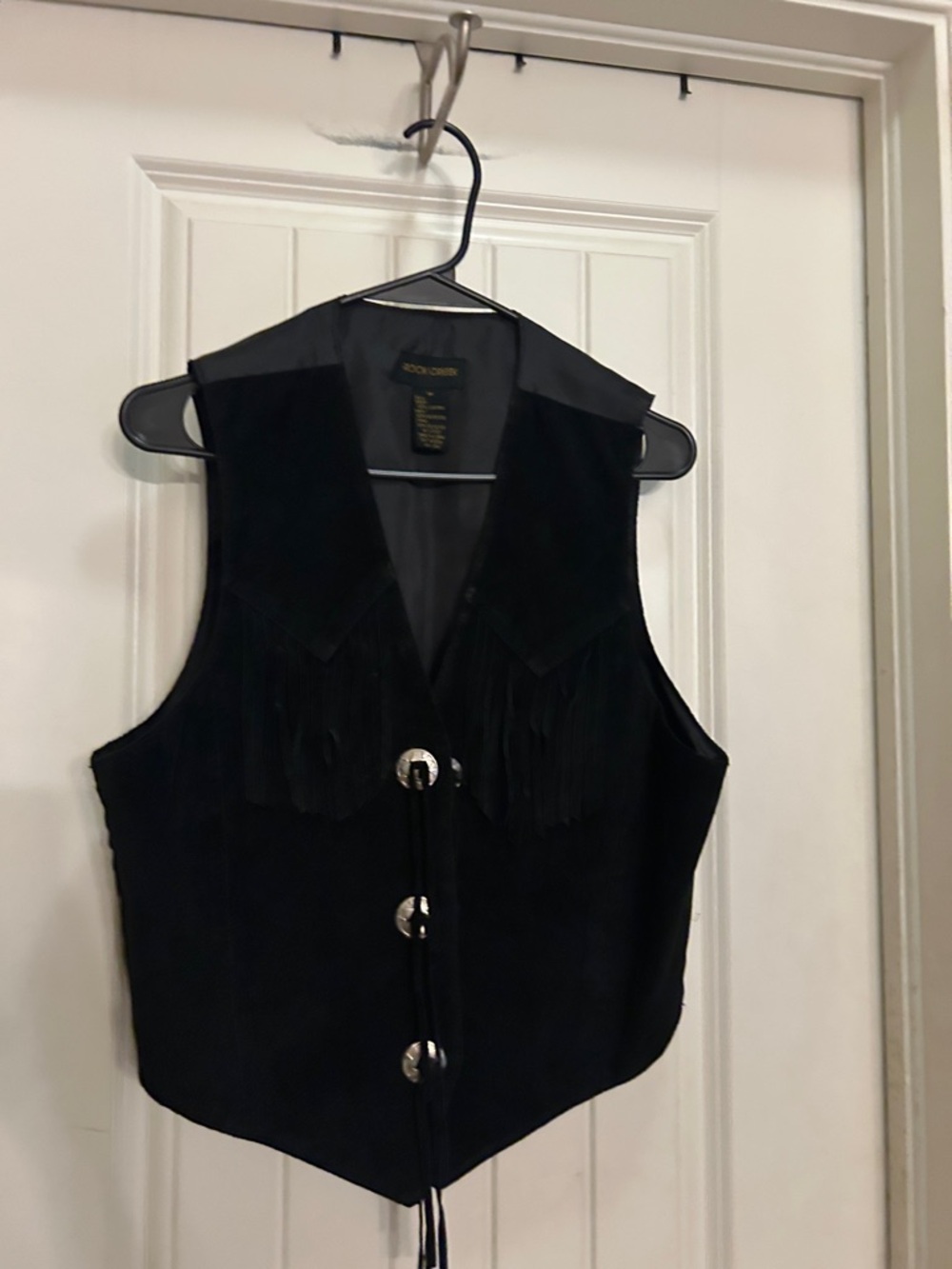 Vintage Black Suede Fringe Western Vest